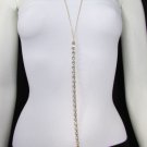 New Women Gold Multi Rhinestones Metal Body Chain Long Necklace Fashion Jewelry