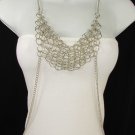 New Women Silver Multi Row Metal Body Chains Long Necklace Fashion Jewelry