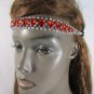 New Women Elastic Band Head Chain Fashion Jewelry Silver Rhinestones Red Beads