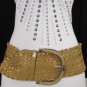 New Women Beige Wide Braided Hip Waist Fashion Belt Faux Leather 34"-45" M L XL
