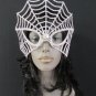 NEW WOMEN SILVER RHINESTONES MARDI GRAS FASHION LARGE SPIDER NET FULL FACE MASK