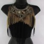 New Women Gold Black Metal Chains Fringers Fashion Necklace Leopard Rhinestones