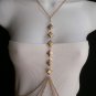 NEW WOMEN GOLD SQUARE MOROCCAN CLEAR BEADS LONG METAL BODY CHAIN FASHION JEWELRY