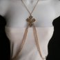 NEW WOMEN GOLD METAL LONG BODY CHAIN BIG CROSS BROWN RHINESTONES FASHION JEWELRY