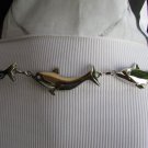 NEW WOMEN WAIST HIP SILVER CHAIN LONG METAL DOLPHINS THIN FASHION BELT S M 29-36