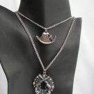 New Women Western Fashion Necklace Silver Chain Pistoles Cowgirl Hat 2 Strands