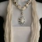 NEW WOMEN WHITE LONG SOFT FASHION SCARF NECKLACE BIG SUN SILVER PENDANT