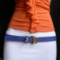 NEW WOMEN FAUX LEATHER THIN REAL BLUE FASHION BELT GOLD OWL BUCKLE 31"-38" M L