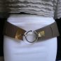 NEW WOMEN ELASTIC HOOK BUCKLE WAIST HIP GRAY FAUX LEATHER WIDE BELT 28-35 S-M-L