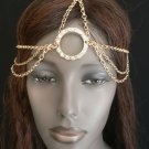 NEW WOMEN BIG GOLD RING METAL HEAD CHAIN RHINESTONES CIRCLET FASHION JEWELRY