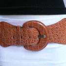 NEW WOMEN HIGH WAIST HIP MOCHA BROWN BELT FASHION CROCODILE STAMP 25"-35" XS S M