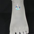 NEW WOMEN SILVER METAL CHAINS FASHION ANKLET FOOT CHAIN BIG BLUE SEA CRAB OCEAN