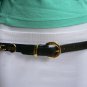 NEW WOMEN BLACK HIP WAIST THIN FASHION BELT GOLD BUCKLE CHAINS 25"-30" XS/S