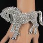 New Women Silver Metal Pony Horse Elastic Bracelet Fashion Jewelry Rhinestones