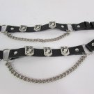 New Biker Men / Women Western Boot Silver Chains Pair 2 Leather Straps POW MIA