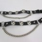 New Biker Men / Women Western Boot Silver Chains Pair 2 Leather Straps POW MIA
