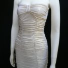 NEW WOMEN METALLIC GOLD SEXY FASHION MINI COCKTAIL TUBE DRESS STRAPLESS M/L