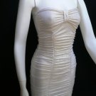 NEW WOMEN METALLIC GOLD SEXY FASHION MINI COCKTAIL TUBE TOP DRESS STRAPLESS S M