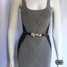 NEW WOMEN GOLD BLACK RETRO SEXY FASHION MINI COCKTAIL SLEEVLESS DRESS S / M