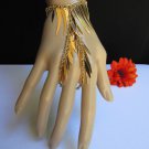 NEW WOMEN GOLD CHAINS LEAVES METAL HAND FASHION SLAVE BRACELET CONNECTED SPIKES
