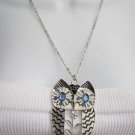 New Women 17" Long drop Fashion Necklace Big Silver / Gold Metal Owl Rhinestones