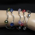 NEW WOMEN GREEN SILVER RED BLUE BEADS FASHION JEWELRY FIVE BANGLES BRACELETS