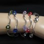 NEW WOMEN GREEN SILVER RED BLUE BEADS FASHION JEWELRY FIVE BANGLES BRACELETS
