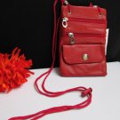 NEW WOMEN HOT RED GENUINE LEATHER CROSSBODY TRAVELING SMALL BAG WALLET HANDBAG