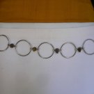NEW WOMEN SILVER METAL ROUND RINGS CHAINS BROWN STONES FASHION BELT 28"-41" S-XL