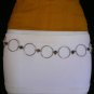 NEW WOMEN SILVER METAL ROUND RINGS CHAINS BROWN STONES FASHION BELT 28"-41" S-XL