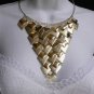 NEW WOMEN THIN THIN GOLD CHOKER SEXY FASHION NECKLACE METAL PLATES + EARRINGS