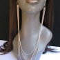 NEW WOMEN LONG CONNECTED GOLD SILVER COPPER CHAINS FASHION EARRINGS 14" NECKLACE