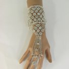 New Women Silver Rhinestones Slave Ring Fashion Bracelet Long Metal Hand Chains