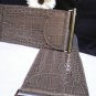 NEW WOMEN WIDE DARK GRAY FAUX LEATHER CROCODILE STAMP BELT PEWTER 24"- 32" XXS-M