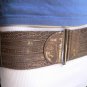 NEW WOMEN WIDE DARK GRAY FAUX LEATHER CROCODILE STAMP BELT PEWTER 24"- 32" XXS-M