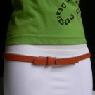 NEW WOMEN SUMMER ORANGE THIN FASHION BELT GOLD METAL LONG BUCKLE 36"-41" M/L