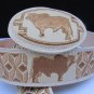New Men Western Beige Leather Belt Mexico Style Brown Big Bull Oval Buckle 36