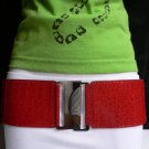 NEW WOMEN SUMMER RED FAUX LEATHER CROCO STAMP WIDE FASHION BELT 30"-40" S-M-L