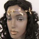 New Women Elastic Band Forehead Fashion Head Chain Jewelry Gold Long Metal Leaf