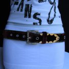 NEW WOMEN BIG RHINESTONES STARS FAUX SUEDE RED BURGUNDY FASHION BELT 32"-36" M