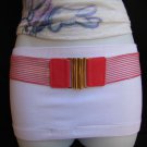 NEW WOMEN HIP WAIST ELASTIC RED FABRIC FASHION BELT GOLD BUCKLE 27"-40" S-XL