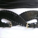 NEW WOMEN ELASTIC HIP WAIST BLACK BELT DOUBLE BUCKLES INFINITY SYMBOL XS-S-M-L