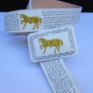 New Men Western White Leather Belt Silver Mexico Gold Horse Large Buckle 36 38