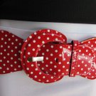 NEW WOMEN HIP HIGH WAIST ELASTIC RED FASHION BELT WHITE POLKA DOTS 27"-35" S M