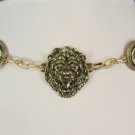 N WOMEN HIP WAIST RUSTY GOLD METAL CHAINS 3 LION HEAD FASHION BELT 26"-40" S M L