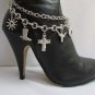 NEW WOMEN SILVER CHAIN BOOT STRAP CROSS BULL HOERSHOE STRAND WESTERN SHOES CHARM