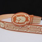 B New Men Western Fashion Leather Belt Brown Rodeo Big Horse Head Oval Buckle 36
