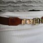 NEW WOMEN ELASTIC HIP HIGH WAIST BROWN THIN BELT LONG SILVER BUCKLE 27"-37" S M