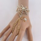 New Women Gold Metal Hand Chain Slave Ring Fashion Bracelet Spider Net Halloween