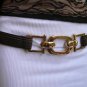 NEW WOMEN ELASTIC HIP WAIST D. BROWN THIN FASHION BELT GOLD BUCKLE 27"-36" S-L